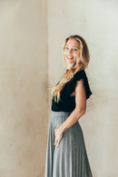 T-Shirt D'Allaitement Volant Noir - Femme