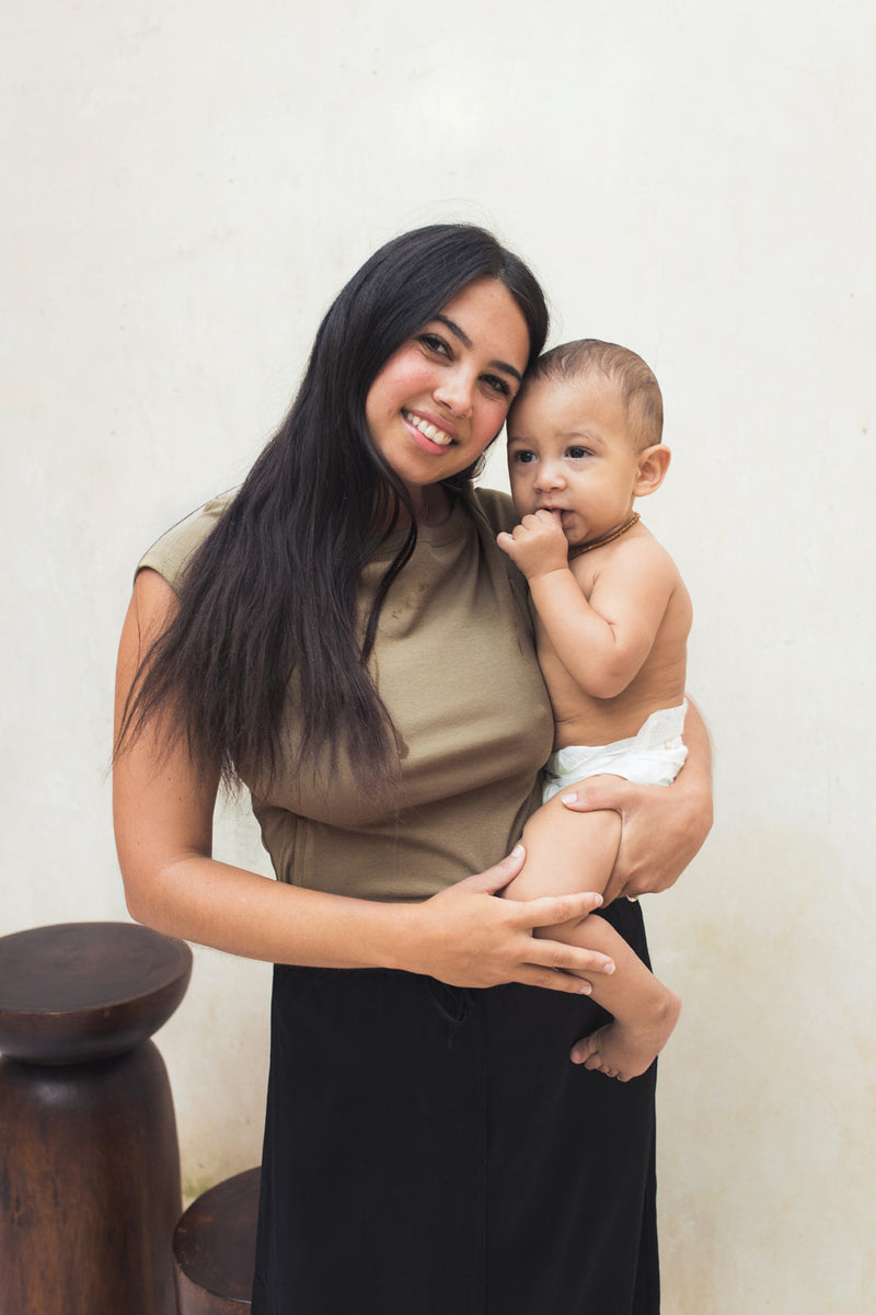 T-Shirt D'Allaitement Kaki - Femme