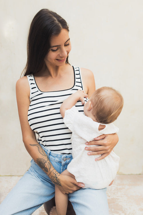 Débardeur D'Allaitement Marinière