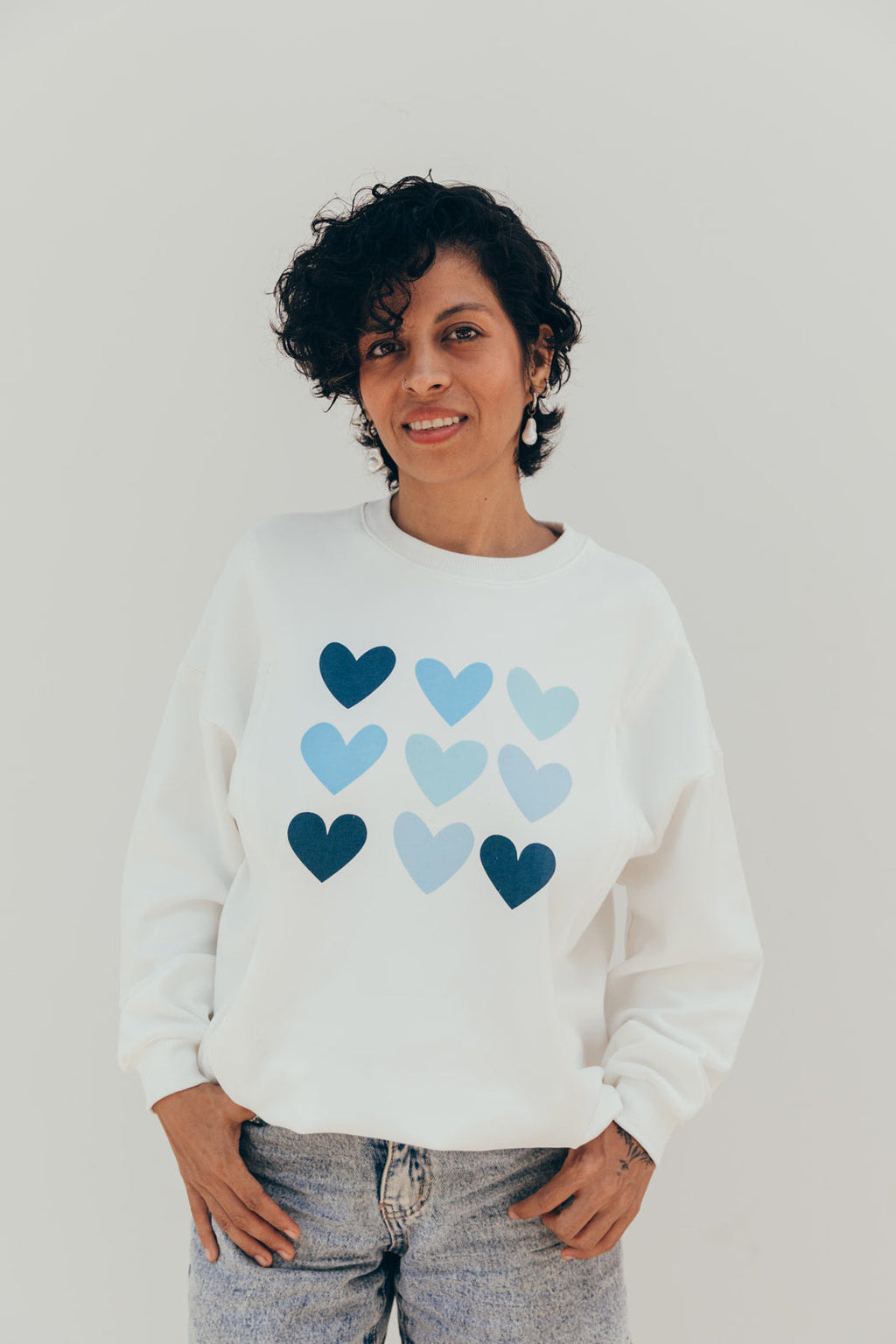 Sweat-Shirt D'Allaitement Coeurs Bleu