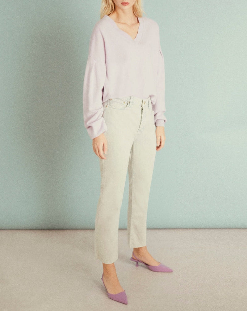Pantalones Milo Color de cintura alta - Verde lechoso - Mujer