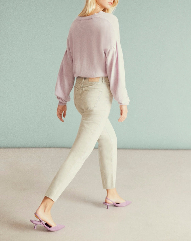 Pantalones Milo Color de cintura alta - Verde lechoso - Mujer