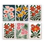 Mini Peinture Par Numéros 15X20Cm (6 Pièces) - Motifs Floraux Colorés