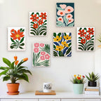 Mini Peinture Par Numéros 15X20Cm (6 Pièces) - Motifs Floraux Colorés