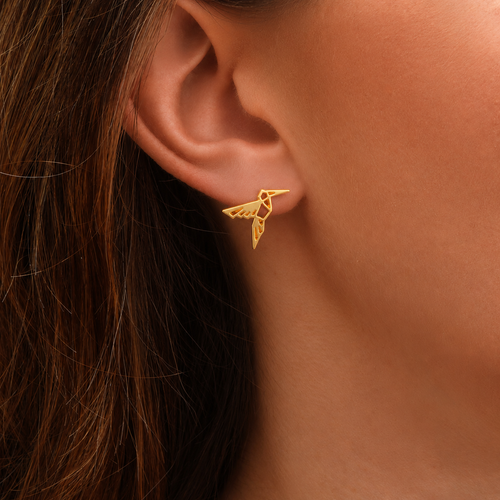 Mini Golden Hummingbird Earrings