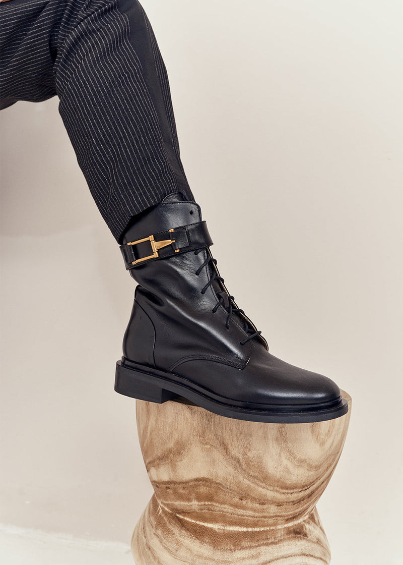 Boots Lacets Ann Tuil Minimun - Cuir Noir