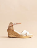 Espadrilles Mi-Talon Minorque Bride - Toile Crème - Femme
