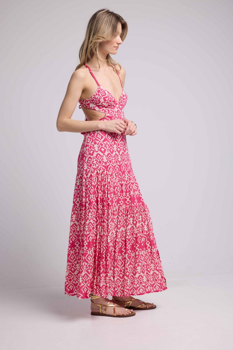 Robe Longue Bretelles - Rose