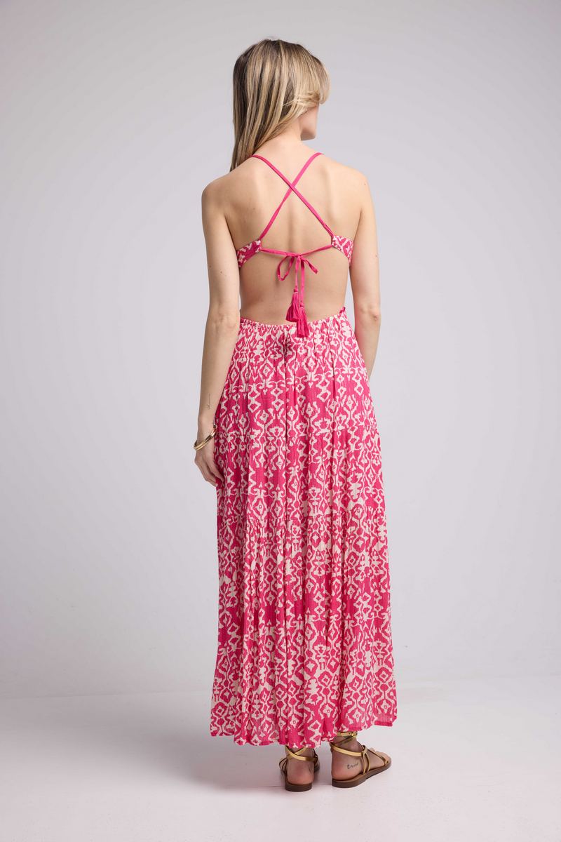 Robe Longue Bretelles - Rose