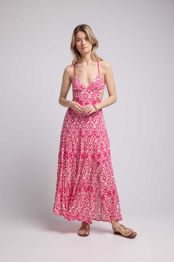 Robe Longue Bretelles - Rose