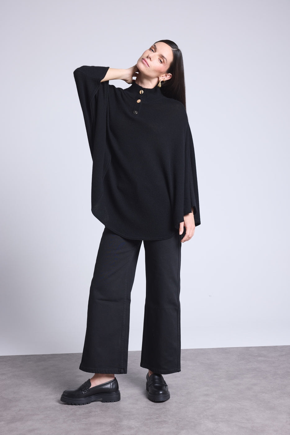 Poncho Boutons Dores Miranda - Noir - Femme