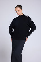 Pull Col Montant A Bijoux Miranda - Noir - Femme