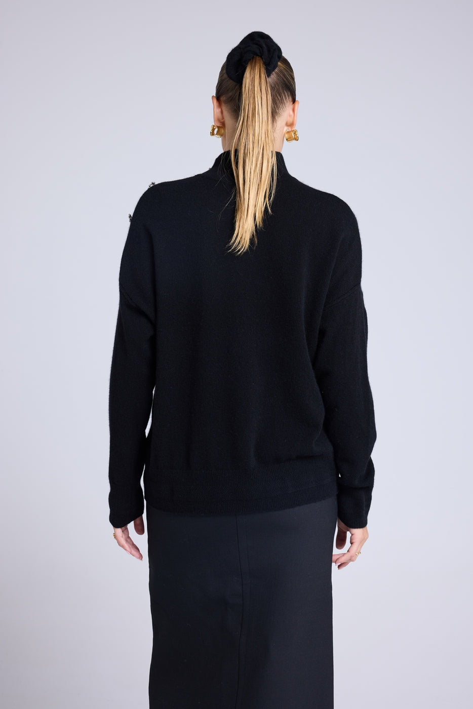Pull Col Montant A Bijoux Miranda - Noir - Femme