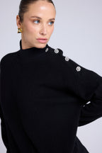 Pull Col Montant A Bijoux Miranda - Noir - Femme