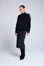 Pull Col Montant A Bijoux Miranda - Noir - Femme