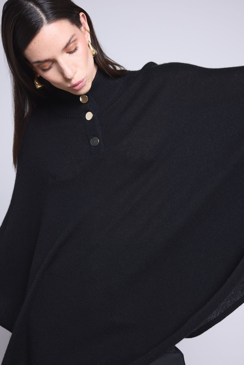 Poncho Boutons Dores Miranda - Noir - Femme