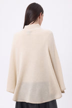 Miranda Poncho Cape with Gold-Tone Buttons - Cream Beige - Women