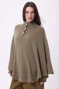 Poncho Cape Boutons Dores Miranda - Khaki Chine - Femme