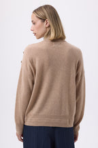 Miranda Rullekravebluse Med Smykkeknapper - Cremebeige - Dame