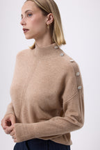 Miranda Rullekravebluse Med Smykkeknapper - Cremebeige - Dame