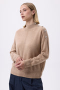 Miranda Rullekravebluse Med Smykkeknapper - Cremebeige - Dame