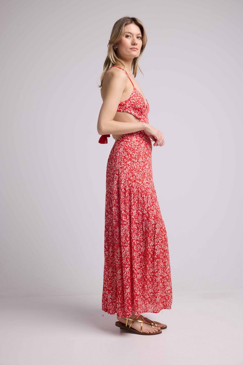 Vestido Largo con Tirantes - Rojo