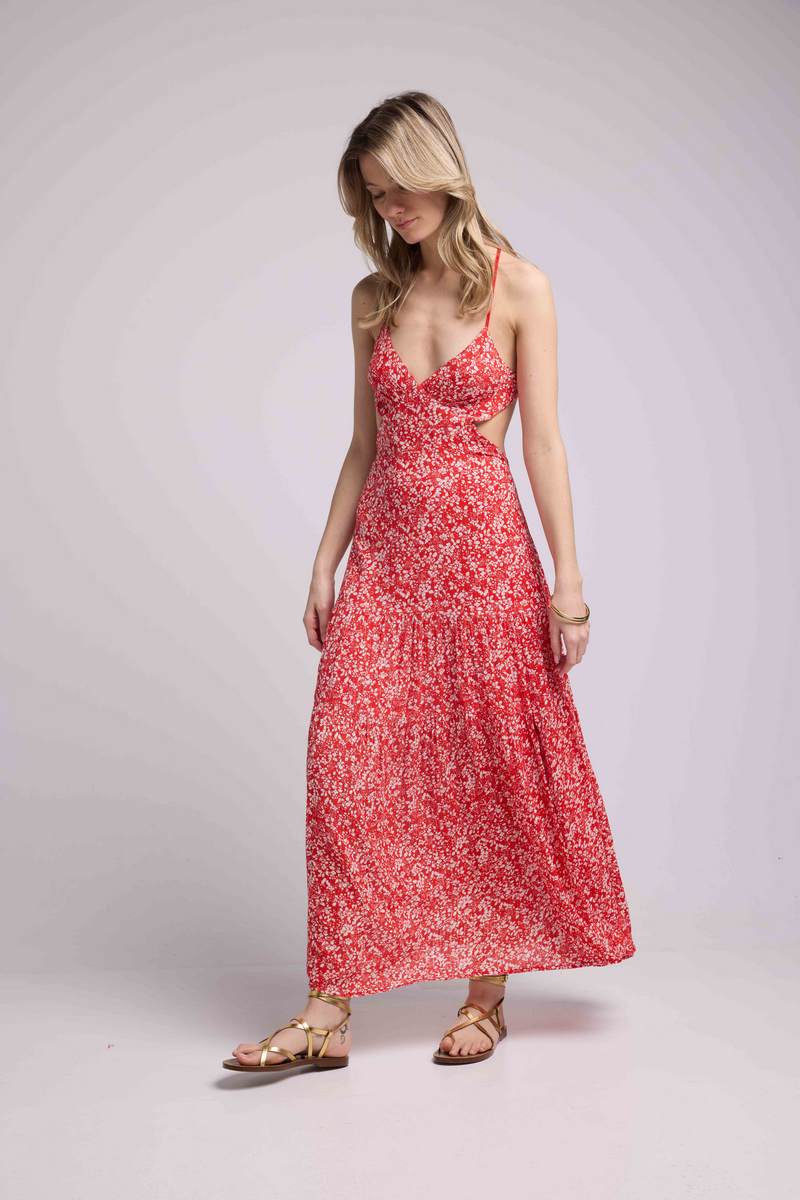 Vestido Largo con Tirantes - Rojo