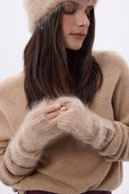 Mitones – Cachemira cepillada Mira - Beige crema - Unisex
