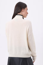 Miska Tipped Zipped High-Collar Jumper - White Black - Women