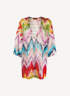 Vestido De Playa Beach Copricostume Corto Blusa - Chevron Multicolor