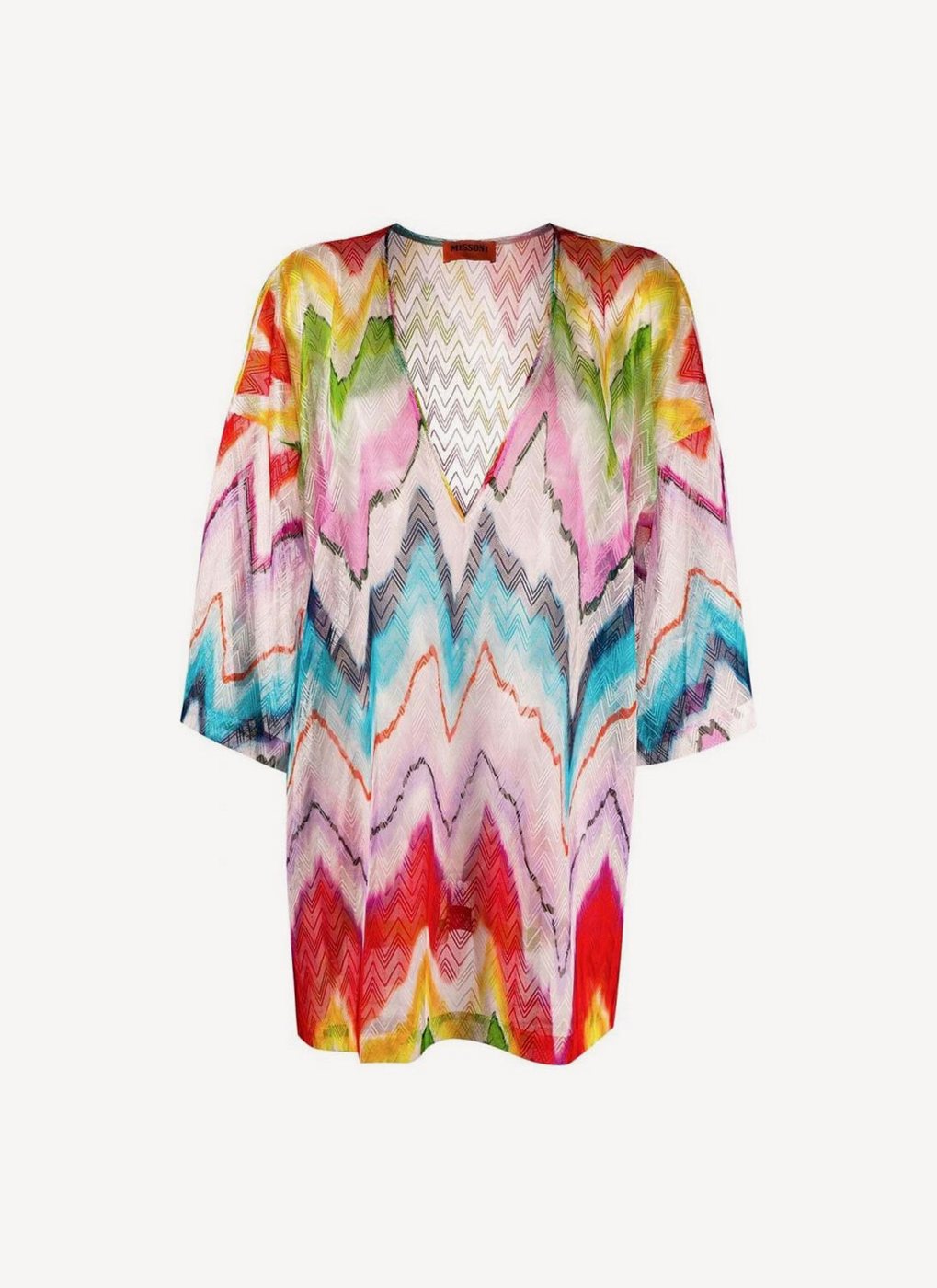 Vestido De Playa Beach Copricostume Corto Blusa - Chevron Multicolor