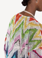 Vestido De Playa Beach Copricostume Corto Blusa - Chevron Multicolor