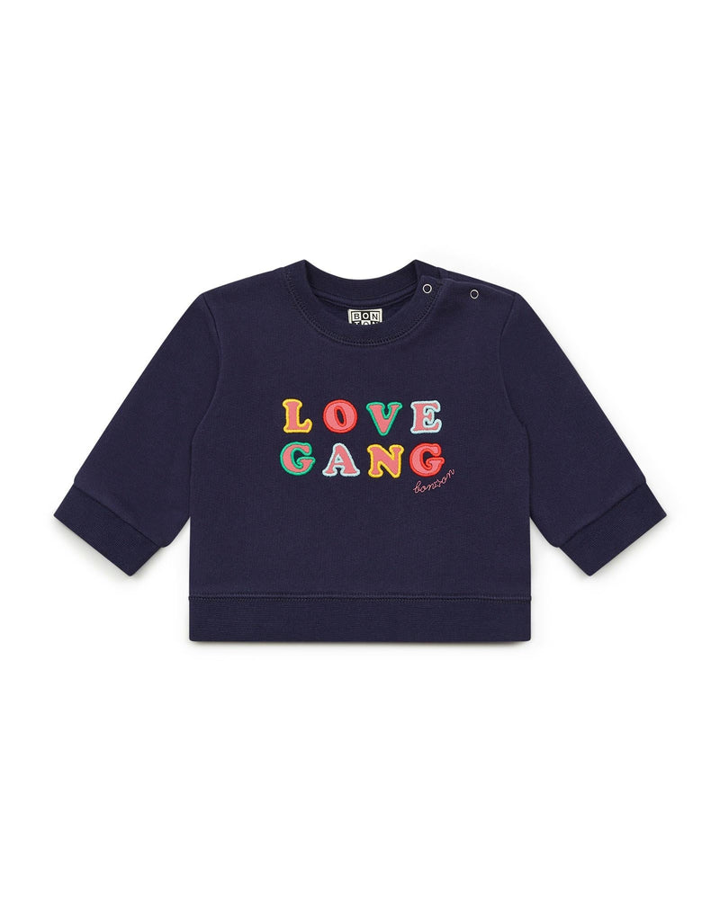 Sweat Love Gang Bleu Bébé En Coton Biologique