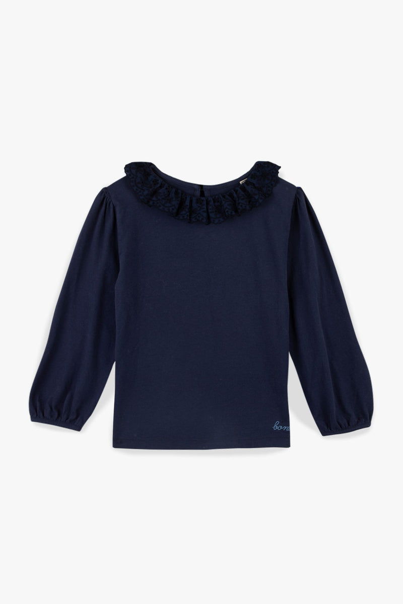 T-Shirt - Juna Navy Col Volanté