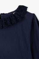 T-Shirt - Juna Navy Col Volanté