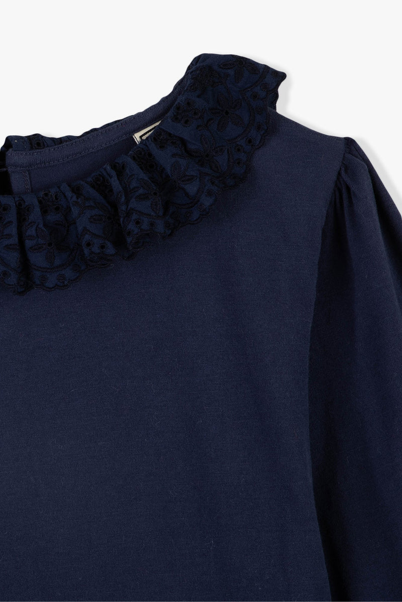 T-Shirt - Juna Navy Col Volanté