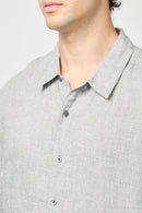 Camisa de lino de manga corta - Antracita - Hombre