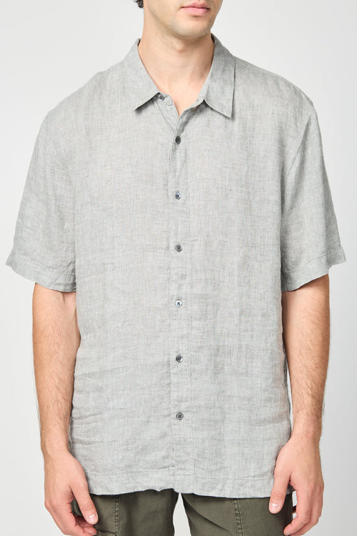 Chemise En Lin À Manches Courtes - Anthracite - Homme