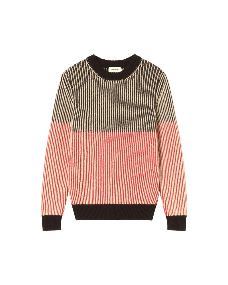 Jersey rojo lana Guiu sostenible - silueta 2