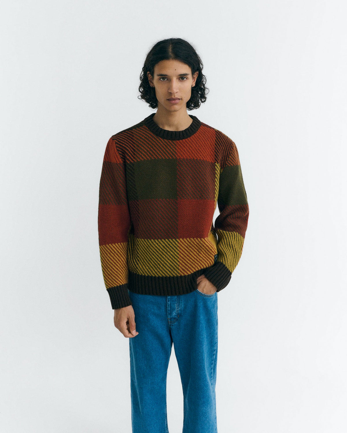 Khem Checked Wool Jumper - Brown