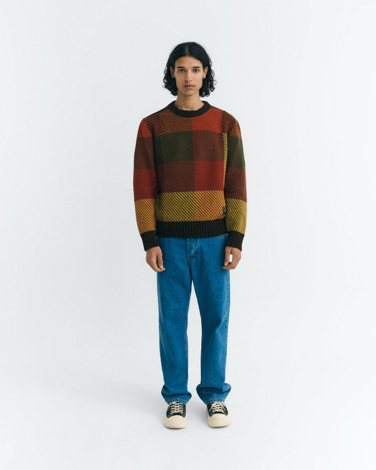 Khem Checked Wool Jumper - Brown