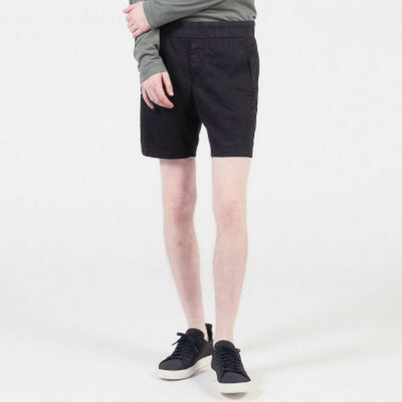 Short En Coton Et Lin Sur Mesure - Noir - Homme