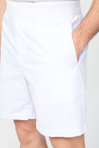 Short Ajusté En Coton Et Lin - Blanc - Homme