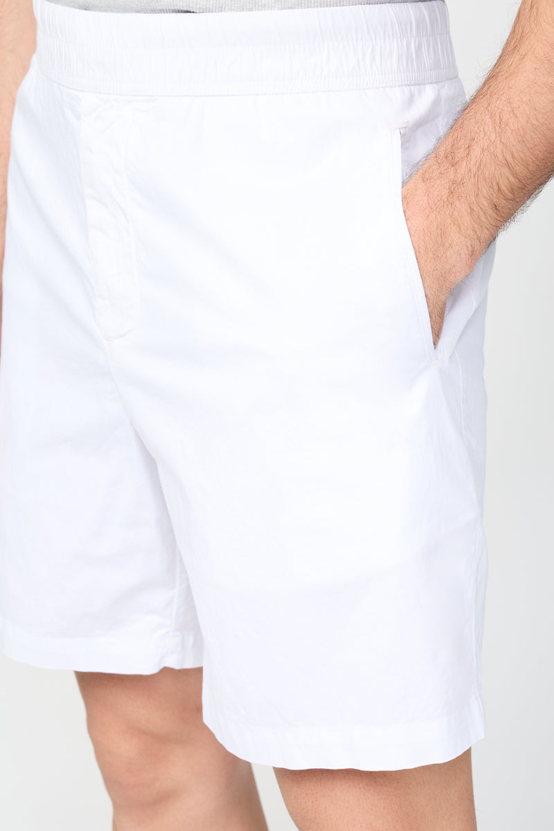Short Ajusté En Coton Et Lin - Blanc - Homme