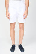 Short Ajusté En Coton Et Lin - Blanc - Homme