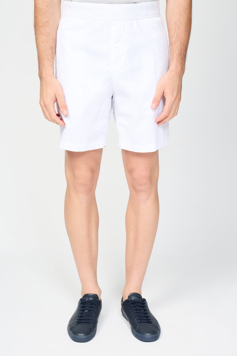 Short Ajusté En Coton Et Lin - Blanc - Homme