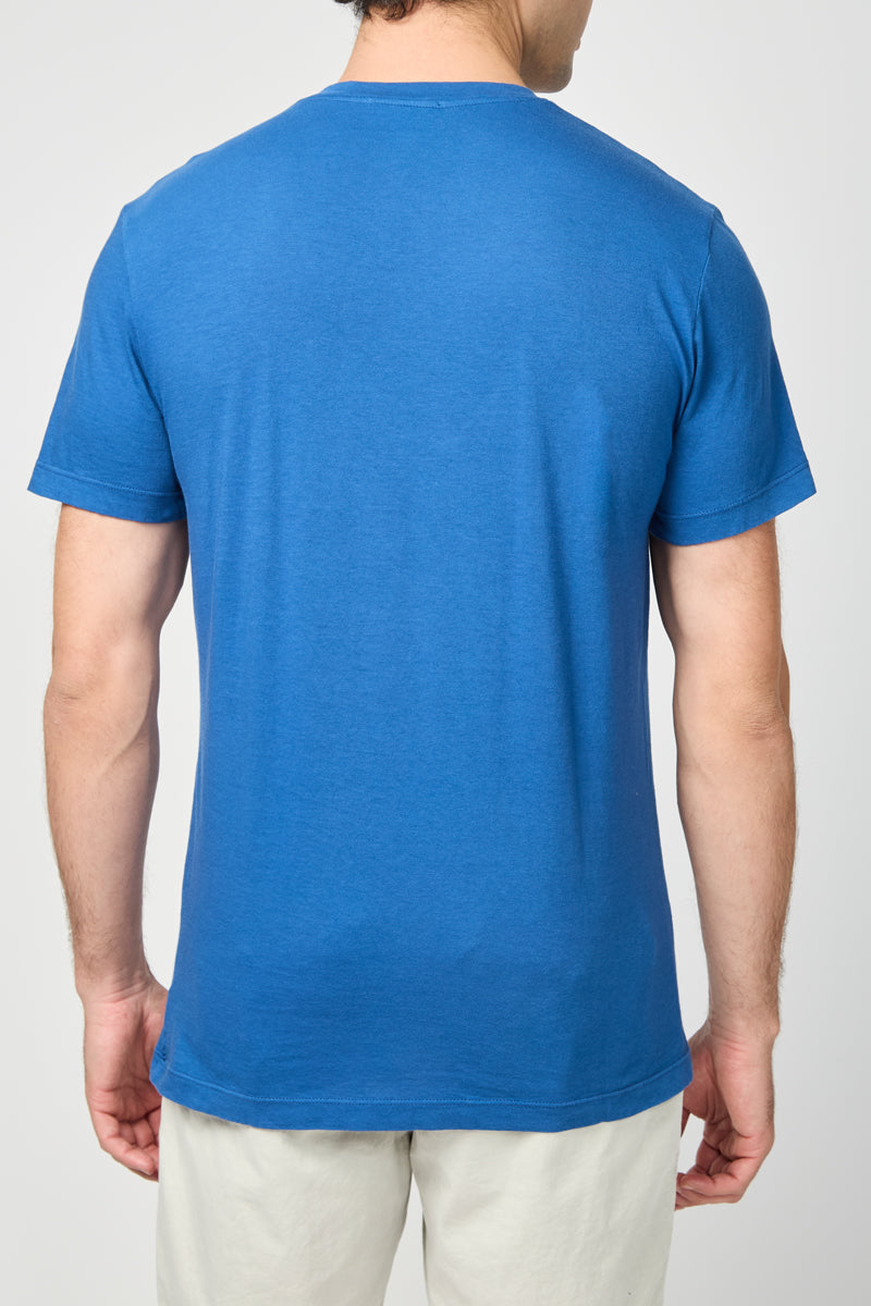 T-Shirt Col V - Bleu Baltique - Homme
