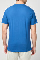 T-Shirt Col V - Bleu Baltique - Homme