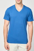 T-Shirt Col V - Bleu Baltique - Homme