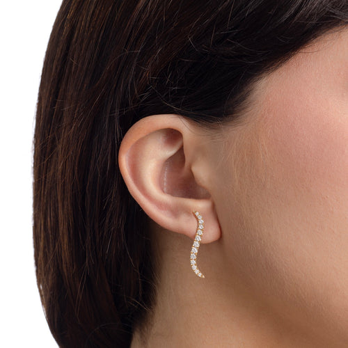 Boucle D'Oreille Epingle S Diamants Or Rose